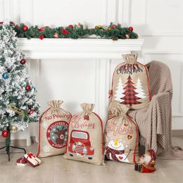 Décorations de Noël 4 PCS Santa Sacs Sacs d'emballage cadeau à cordon 27 x 20 pouces Grand stockage personnalisé réutilisable en gros XB