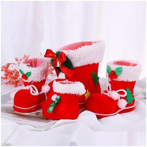 Kerstdecoraties 4 Maat Home Decor Santa Claus Bootschoenen Stocking Kids Child Candy Gift Holder Tassen Xmas Tree Decoration1 Drop DH6HI