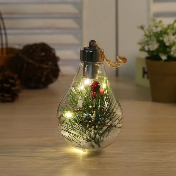 Décorations de Noël 4 types de boule d'ampoule de Noël transparente LED lumière neige décoration d'arbre de Noël maison atmosphère extérieure pendentif pendentif cadeau 231025