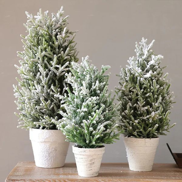 Décorations de Noël 40/50 / 60CM Plantes artificielles Bonsaï Arbre de Noël Blanche-Neige Fleurs en pot Fausses fleurs en pot Ornement de table Décoration de la maison 231027