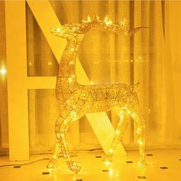 Decorazioni natalizie 40 cm Cervo Carrello Ornamenti Renna d'oro Slitta per la casa Regali di Natale Anno Decorazioni per feste Noel 2023 230923