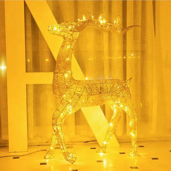 Décorations de Noël 40cm Deer Cart Ornements Gold Renne Sleigh pour la maison Cadeaux de Noël Année Party Decor Noel 2023 231019