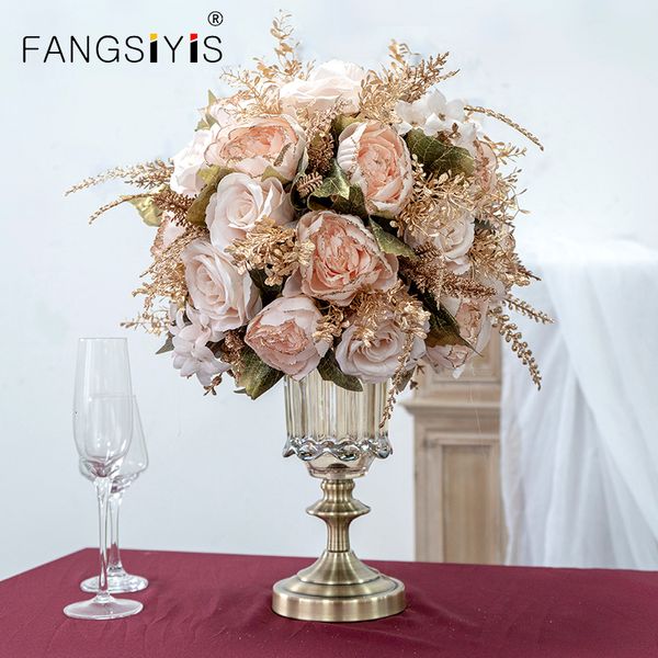 Decoraciones navideñas 40 cm estilo europeo Phnom Penh Red Rose Champagne Pink Flowers Ball Wedding Table Centerpieces Floral Banquet Party Props 230919