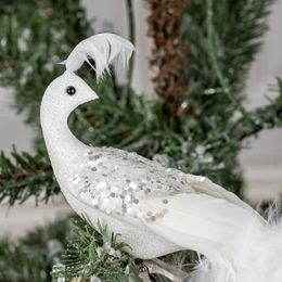 Kerstversiering 40x8cm Kerstboom Witte Pauw Hanger Kunstveren Voor Kerstmis Prachtige Festival Decor Thuis Woonkamer Hangend 231129