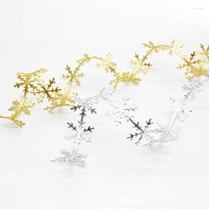 Kerstdecoraties 41xb 10m gouden zilveren glitter lint kanten knipbladen sneeuwvlokbladeren pailletten trim voor cadeau inpakken diy decor
