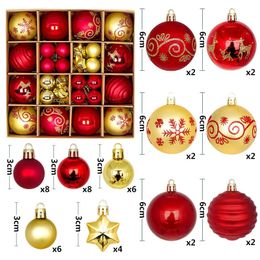 Kerstversiering 44-delige kerstballen 3-6 cm geschilderde kerstboom balornamenten met hangende touwen voor kerstfeestdecor 231010