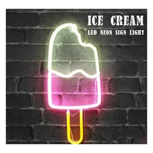 Kerstdecoraties 45.1x20.3cm Ice Cream LED Neon Sign Light BBS voor bier bar slaapkamer huisfeest muur decoratie lamp cadeau T20090 dhdxy