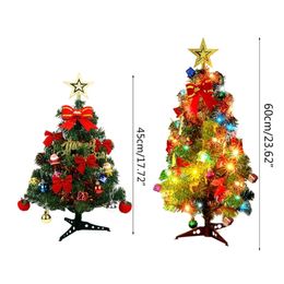 Kerstdecoraties 4560cm LED Artificial Christmas Tree met Pinecone Santa Bow Lint Ornamenten 54DC 220921