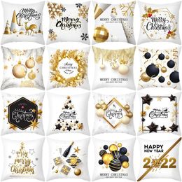 Décorations de Noël 45 cm Noël Housse de Coussin Taie D'oreiller Décoration Pour La Maison 2022 Navidad Noël Noel Cristmas Ornement Année Cadeau 2023