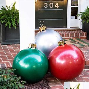 Kerstdecoraties 45 cm opblaasbaar gedecoreerde bal gemaakt PVC nt geen lichte grote ballen boom buiten speelgoed weerstandaard druppel levering otjho