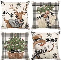 Kerstversiering 45 cm Vrolijk Kussenhoes Kussensloop 2023 voor Thuis Ornament Jaar Decor 2024 Noel 230919