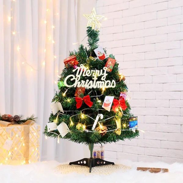 Decoraciones navideñas Mini árbol tradicional de 45 cm con luces Regalos de año de mesa de pino pequeño