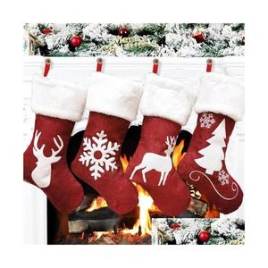 Décorations de Noël 46cm Bas Chaussettes suspendues Noël Rustique Bas personnalisés Flocon de neige Fête de famille Fournitures de vacances Drop de Dhzup