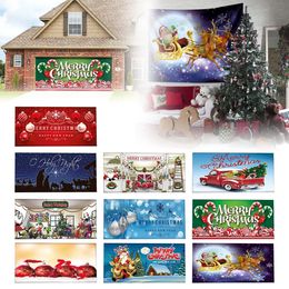 Décorations de Noël 480X210CM Joyeux Noël vacances bannière décoration extérieure porte de garage couverture grande porte couverture Santa mur bannière 231027