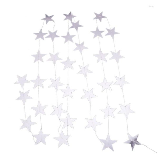 Decoraciones navideñas Bandera de tracción de estrella de cinco puntas de 4 M Linda única para suministros festivos de cumpleaños Suministros decorativos (Plata)