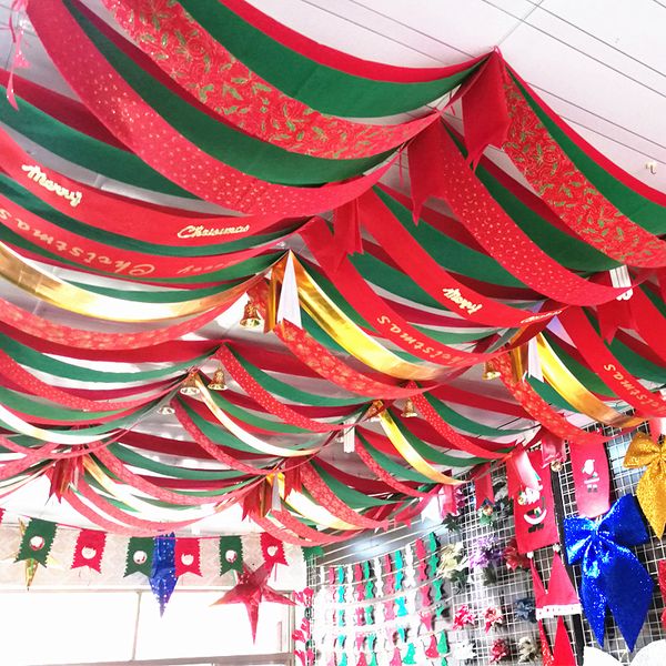 Decoraciones navideñas 4m Cinta de fiesta Bandera ondulada Tira de color Decoración de techo de vacaciones Banderines colgantesNavidad