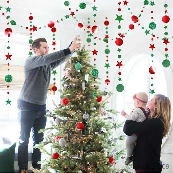 Decoraciones navideñas Guirnalda de papel para árbol de Navidad con estrellas de 4M, adornos navideños para el hogar, adornos para árbol de Navidad de Año Nuevo, decoración navideña