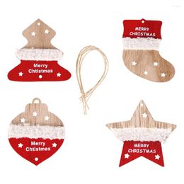 Décorations de Noël 4pcs créatifs en bois suspendus thème pendentif festival tranches de bois