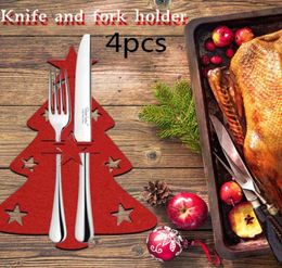 Décorations de Noël 4pcs Couverts Rangement Exquis Modèle d'arbre Décoration Table à manger Couteaux et fourchettes Poches Vaisselle Hold7268875