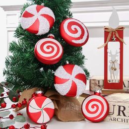 Décorations de Noël 4pcs décoration pendentif rouge et blanc galvanisé peint gâteau rond suspendu scénario montre décor à la maison 231026