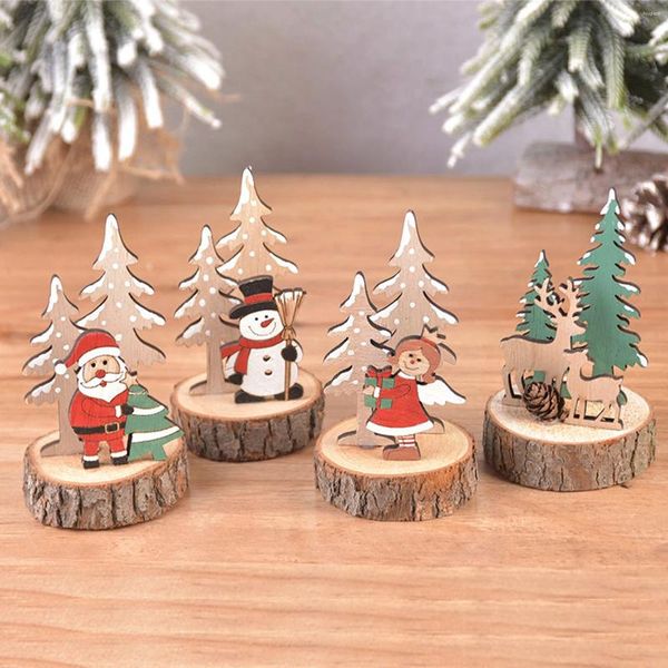 Decoraciones navideñas 4 piezas Decoración de mesa de reno Festival Alféizares de ventanas Estantes de ángel de Papá Noel realistas Repisas de muñeco de nieve