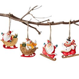 Kerstdecoraties 4 stks hars pop ornamentboom hangende hangschatten charmes schattige kerstman en sneeuwman kerstvakantie voor familiefeestje decoratiech