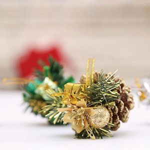 Kerstdecoraties 4 stks/set dennenbeen hangende ornament -diy kerstboom hanger goud zilveren feestkantoor decoratie woningdecoratie