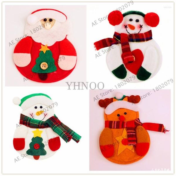 Décorations de Noël 4pcs / Set Père Noël / Bonhomme de neige / Elk Couverts de poche Porte-vaisselle Sac de dîner Fête
