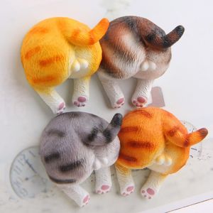 Kerstdecoraties 4 stcset grappige kat ass koelkast magneten 3D hars schattige kat miniaturen figurines home decoratie creatieve geschenk koelkast stickers 221129