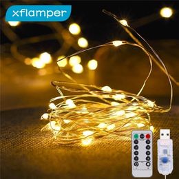 Kerstdecoraties 5/10/20m USB LED Fairy Lights Copper Draad Waterdichte straatsnoer licht Holiday Party Wedding Decoratie 221109