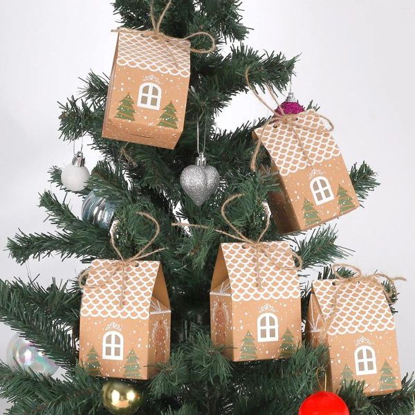 Decoraciones navideñas, paquete de 5/10 cajas de dulces y galletas Kraft, regalo a granel, bolsa de recuerdo de Navidad para regalos, suministros para fiestas