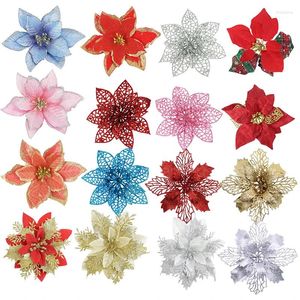 Décorations de Noël 5/10pcs Artificielle Glitter Arbre de fleurs pour les ornements de Noël Faux Noel Navidad Année Décor