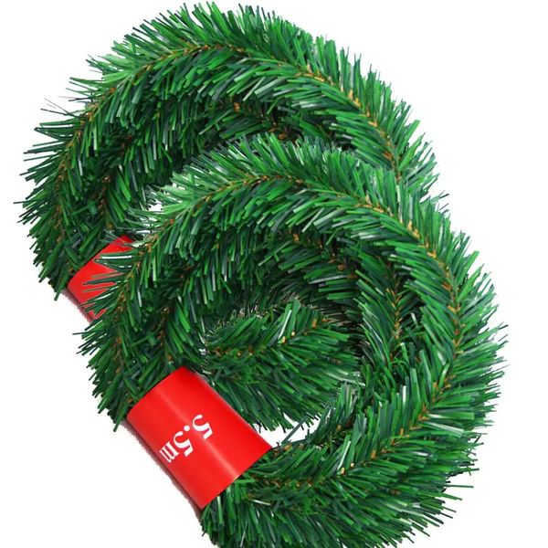 Décorations de Noël 5,5 m Guirlande de Noël en pin décoratif vert arbre de Noël artificiel bannière en rotin fête pendentif en plastique guirlande suspendue décoration 231012
