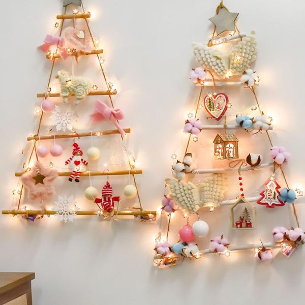 Decoraciones navideñas 5/7 capas Árbol de pared de troncos naturales creativos Adornos de Navidad DIY Decoración Año Fiesta Colgante Bola Tarjeta Encanto NavidadNavidad