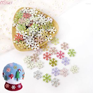 Decoraciones navideñas, 50/100 Uds., botones de madera de copo de nieve para ropa, manualidades, costura, álbum de recortes, accesorios de madera DIY