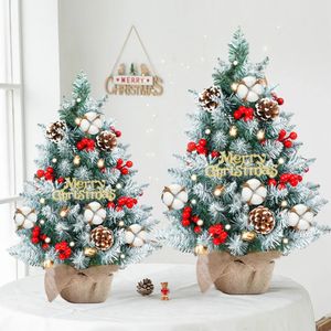 Kerstversiering 50/55/60CM DIY Kerstboom Bureau Decor Ornament Kleine Mini Kerstboom Set Tafelblad Kunstkerstboom Kit met Verlichting 231116