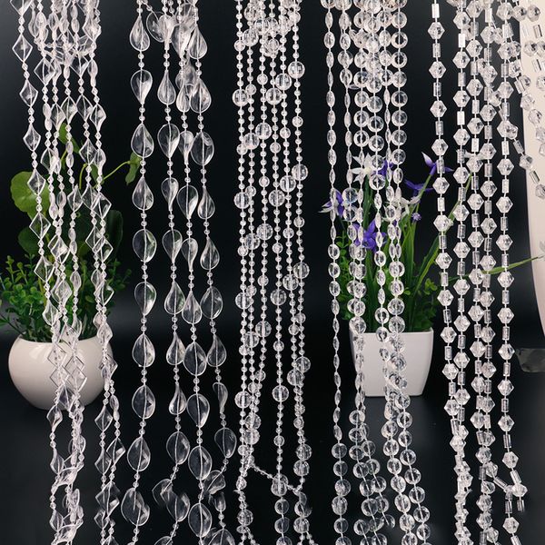 Décorations de Noël 500g Rideau de perles acryliques Décoration de fête de mariage Décoration de scène Arbre de Noël Chaîne de perles Lustre Guirlande Rideau de cristal 230904