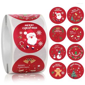 Décorations de noël 500 pièces/rouleau boîte-cadeau autocollant noël cuisson étanchéité Navidad joyeux sac de bonbons année Natale bricolage