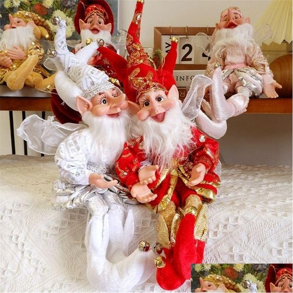 Decoraciones navideñas 50 cm Elf Doll Toy Adornos colgantes de Navidad Decoración Colgando en el estante Decoración de pie Navidad Regalos de año nuevo Dhnhv