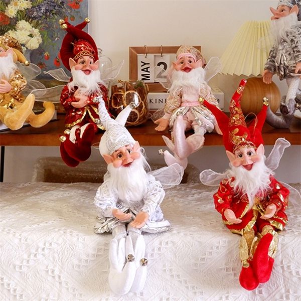 Decoraciones navideñas 50 CM Elf Doll Toy Adornos colgantes de Navidad Decoración Elf Colgando en el estante Colgando Decoración de pie Regalos de Navidad Año 220916