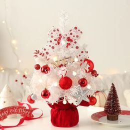 Décorations de Noël 50 cm Mini sapin de Noël blanc rouge avec boîte à musique Adornos Navidad Natal décorations de Noël 2024 Fournitures de Noël 231019