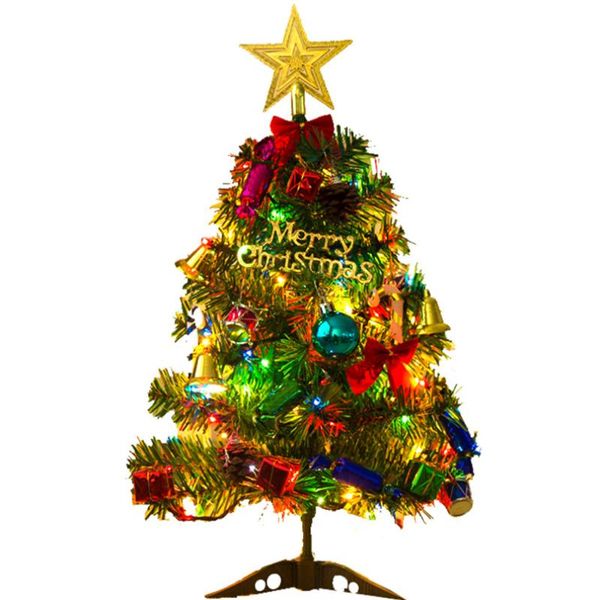 Decoraciones navideñas Árbol de 50 cm flocado con luces multicolores mixtas Fibra óptica Evergreen Feliz decoración para el hogarNavidad