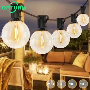 Décorations de Noël 50Ft Patio String Light LED G40 Festoon Lights Globe Étanche Jardin Extérieur Guirlande Lumières Terrasse Jardin Pub Fête de Noël 231207