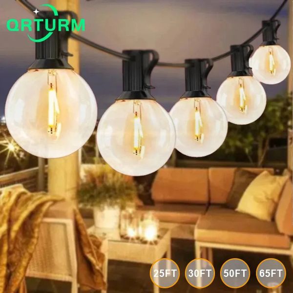 Décorations de Noël 50Ft Patio String Light LED G40 Festoon Lights Globe Étanche Jardin Extérieur Guirlande Lumières Terrasse Jardin Pub Fête de Noël 231214