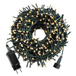 Décorations de Noël 50M 100M 24V LED lumières de Noël fée guirlande chaîne lumière étanche pour jardin extérieur maison vacances année fête décor 231129