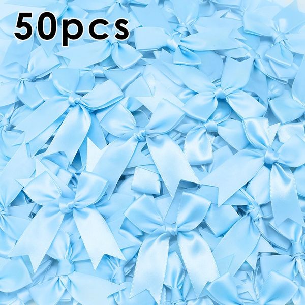 Décorations de Noël 50 pièces 85x85mm noeuds de ruban de satin noeud artisanat noeuds rose blanc petite fleur cadeau cravate décoration de mariage noeud papillon bricolage fête de naissance 20220425 D3