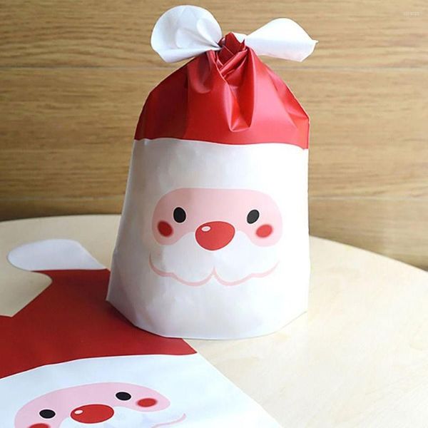 Décorations de Noël 50 PCS Sac De Bonbons Ours Oreille Noeud De Noël Pochette Cadeau Dessin Animé Fraise Père Noël Emballage Fournitures Fête Biscuit Cookies