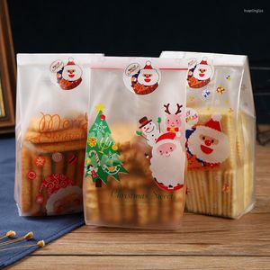 Kerstdecoraties 50 stks Leuke transparante tassen patroonzak voor snoepbox Biscuit verpakking Gift Xmas Cookie Sealing 2023