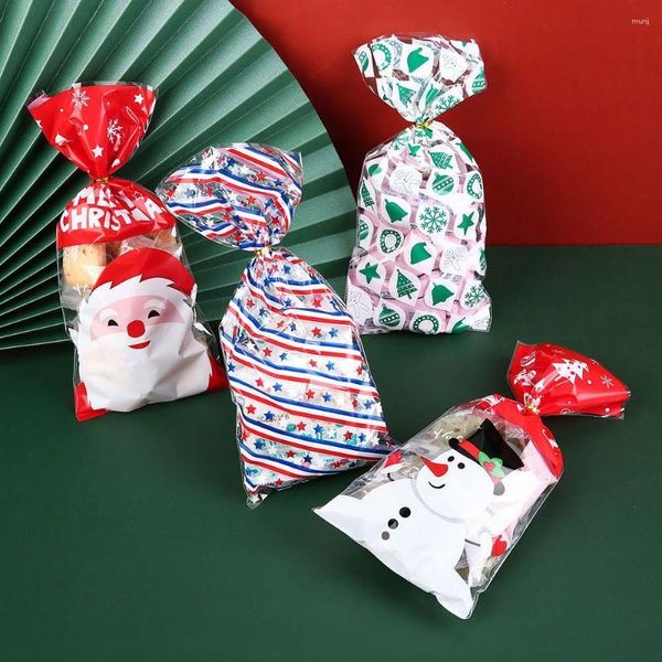 Decoraciones navideñas de 50 piezas bolsas de regalo transparentes bolsas de empaque de plástico para Navidad regalos de galletas para galletas.