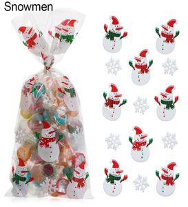 Décorations de Noël 50pcs sacs de bonbons joyeux santa claus gâteau en plastique sac de Noël